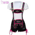 German Bavarian Lange Embroidered Black Mini Ladies Lederhosen L1210